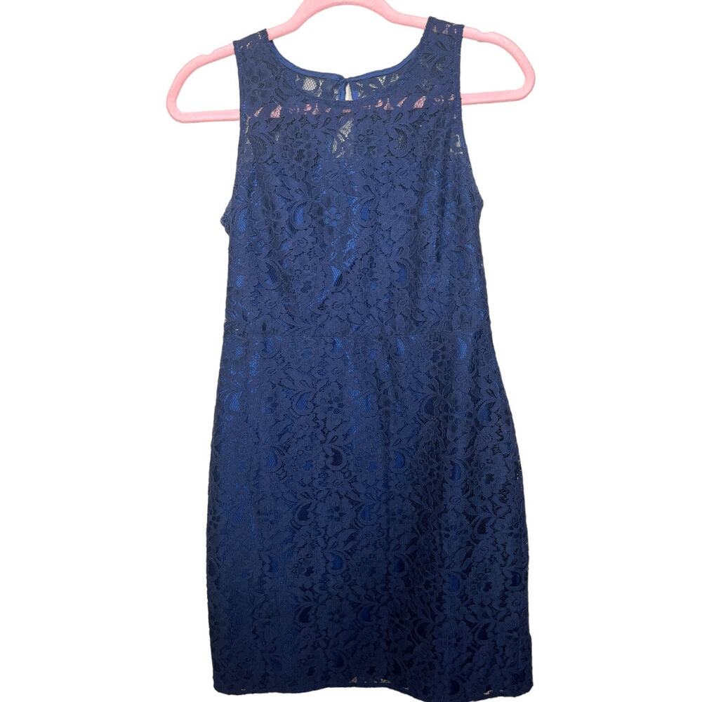 J.Crew Navy blue lace sleeveless dress semi sheer lined size 2